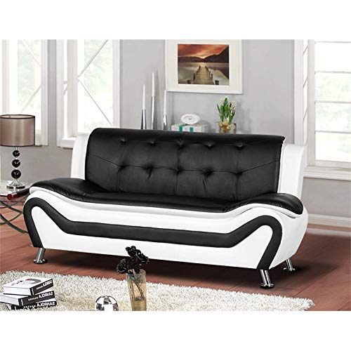 Kingway Furniture Gilan Faux Leather Living Room Sofa - Black/White