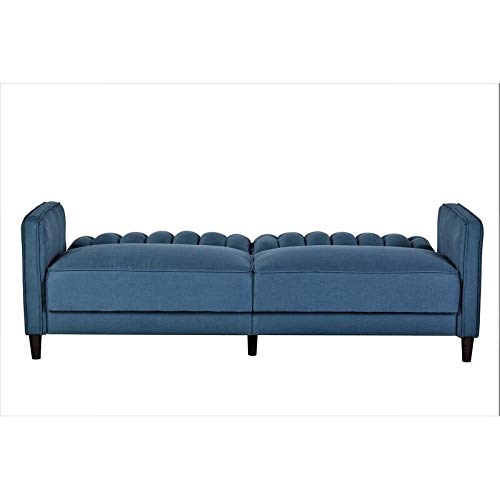 US Pride Furniture Grattan Luxury Velvet Upholstered Sofa Bed Ocean Blue