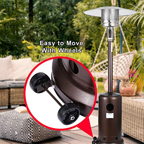 Gorilla Gadgets Patio Heater - Propane Outdoor Heater 48000BTU, Outdoor Patio Heater with Overheat Protection, with Wheels for Restaurants, Gardens and Commercial Use (Black)