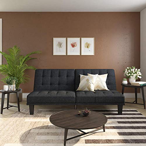 DHP Dexter Futon & Lounger, Convertible Sofa Bed & Couch, Navy Blue Futon,