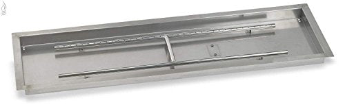 American Fireglass Stainless Steel Drop-In Fire Pit Pan and Burner, 48 by 14-Inch