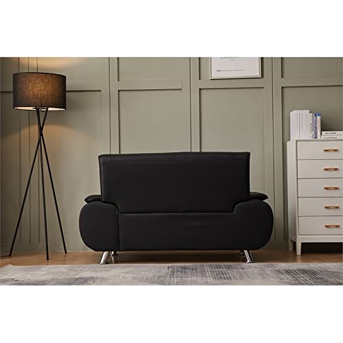 Kingway Furniture Lilian Faux Leather Livingroom Loveseat in Black
