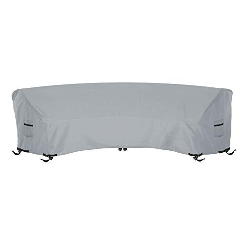 Curved Sofa Cover 18 Oz Waterproof - 100% UV & Weather Resistant Customize Outdoor Sofa Cover with Air Pockets and Drawstring with Snug Fit (Tuff Grey,)