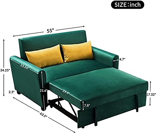 JSKJ Sectional Sofa Couch with Pull-Out Sleeper, Corner Sofa Bed with Adjustable Backrest, Sofa Seat for Living Room Furniture Set, Green
