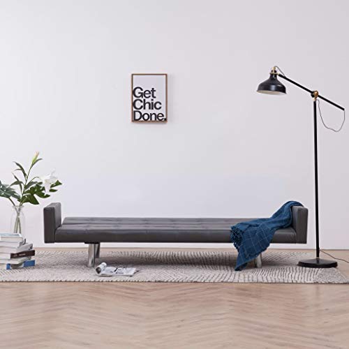vidaXL vidaXL Sofa Bed with Armrest Gray Faux Leather