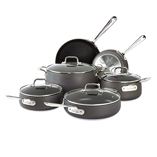 All-Clad E785SC64 Ha1 Hard Anodized Nonstick Dishwasher Safe PFOA Free Cookware Set, 10-Piece, Black