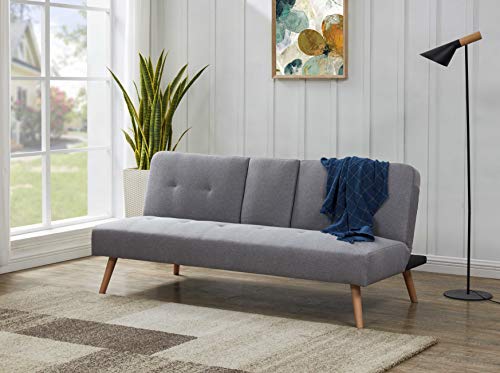 PROHIKER Futon Sofa Bed with Cup Holder, 3 Angle Adjustment Modes，Convertible Sectional Sofa ，Modern Polyester Fiber Fabric Combined Sofa，Comes with, Cup Holders, Cushions，Foldable Modular Sofa