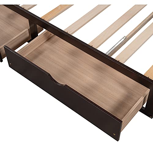 Extending Daybed with Two Drawers, Wooden House Bed Tent Bed with Drawers, No Box Spring Needed, Espresso