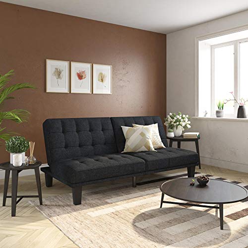 DHP Dexter Futon & Lounger, Convertible Sofa Bed & Couch, Navy Blue Futon,