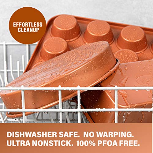 Gotham Steel Hammered Copper Collection – 20 Piece Premium Cookware & Bakeware Set with Nonstick Copper Coating, Includes Skillets, Stock Pots, Deep Square Fry Basket, Cookie Sheet and Baking Pans