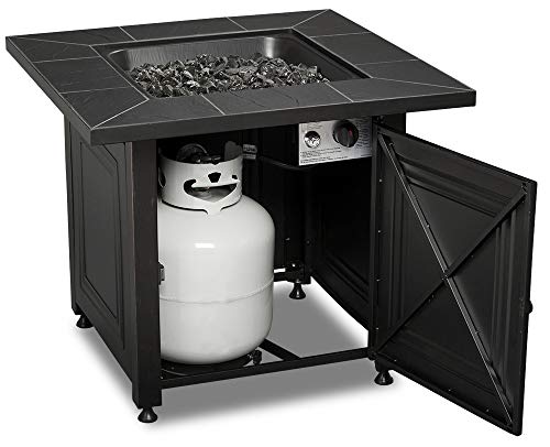 Endless Summer GAD15255SP 30-in Square Gas Pit with Ceramic Tile Mantel Fire Table, Black