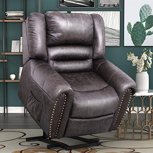 Harper & Bright Designs Lift Chair Heavy-Duty Power Lift Recliner Chair for Elderly Built-in Remote and 2 Castors (Distressed Brown)