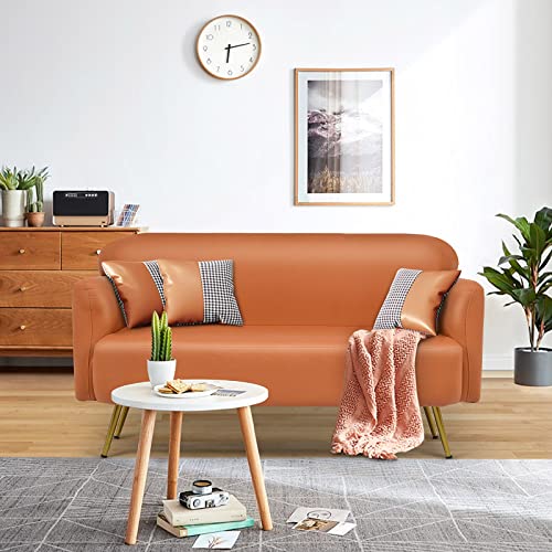 Minimalist Design Small Apartment Light Luxury Sofa Minimalist Modern Sofa for Living Room Studio Furniture Set (Orange, 130 × 70 × 67 cm (50.7 × 27.3 × 26.1 inches))