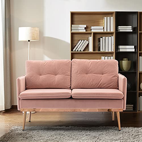 Velvet Sofa,Accent Sofa loveseat Sofa with Stainless feet,Recliner Accent Chair Couches Living Room Furniture for Bedroom Living Room or Office Pink