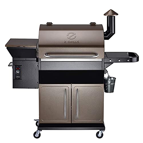 Z GRILLS Wood Pellet Grill Smoker with Ash Clean System for Outdoor Cooking + Cover, 2020 Upgrade, 1000 SQIN,8-in-1 (Brown with Cabinet)