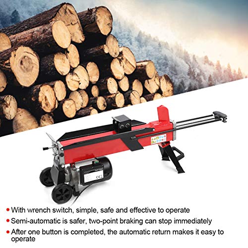 Keenso Outdoor Power Equipment 7 Ton Electric Log Splitter Power Hydraulic Wood Cutter Portable Outdoor Log Splitter Force 2200W 15A Red(Red)