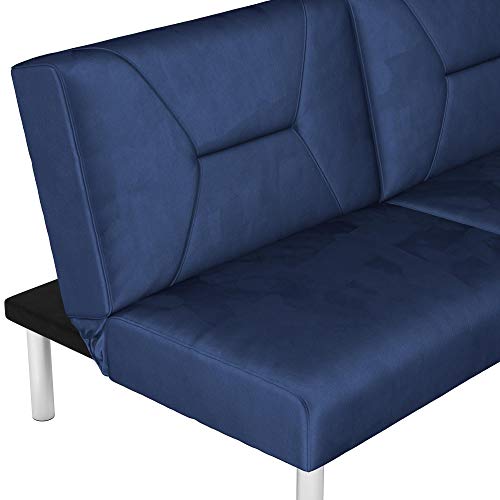 DHP Convertible Sofa Bed and Couch Futon, Blue