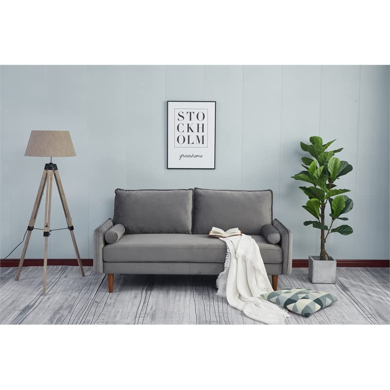 Kingway Furniture Baron Velvet Living Room Sofa in Gray