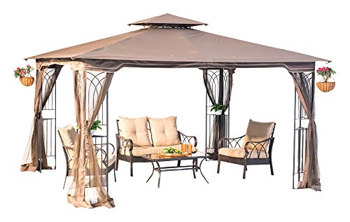 Sunjoy 110109196 Original Replacement Canopy for Regency Gazebo (10X12 Ft) L-GZ798PST-E Sold at OSJ, Tan