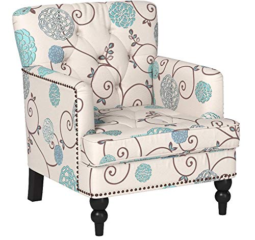 Christopher Knight Home Harrison Fabric Tufted Club Chair, White / Blue