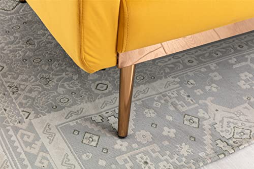 Londegeri Loveseat Sofa Accent Double Seat Sofa Couch,Back Cushions and Rounded Arms, Durable Sleeper Reclining Couch Bed Velvet with Metal Feet for Living Room Bedroom, Apartment,Small Place Yellow