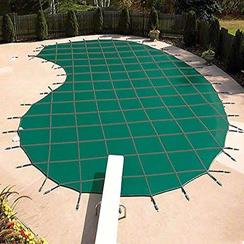 Yard Guard 16 x 32 + 8' Center End Steps Pool Safety Cover, Green | DG163258S
