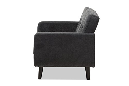 Baxton Studio Carmena Loveseat, Dark Grey