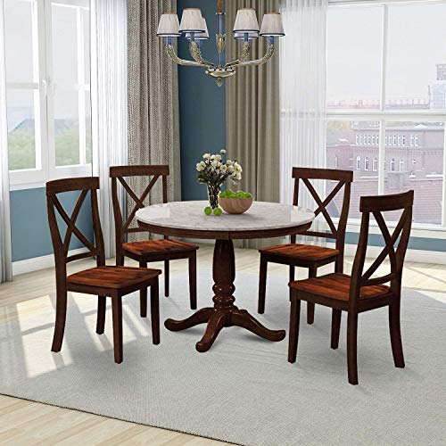 Harper & Bright Designs Dining Table Set - 5 Piece Round Dining Set with 4 Chairs Wood Dining Table Set