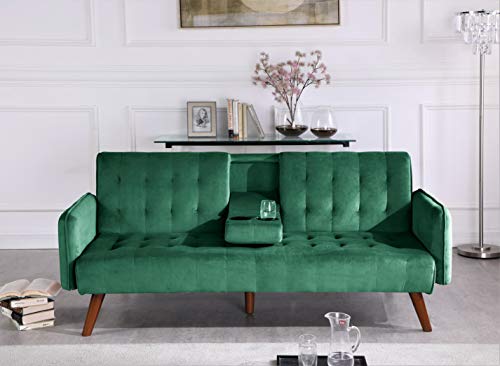 US Pride Furniture Square Arm Sofabed, Green