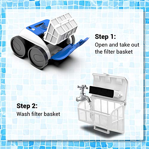 PAXCESS Cordless Robotic Pool Cleaner - Wall-Climbing Fuction with Smart Route Plan, Automatic Pool Vacuum, Max Surface Cleaning & Powerful Suction, MAX 90 mins, for 1614 sq ft in/Above Ground Pools