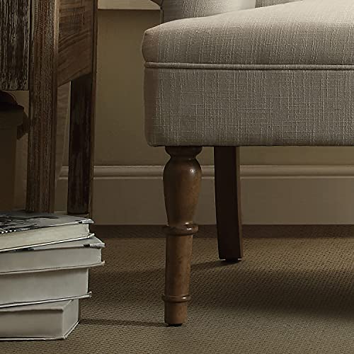 Rosevera Hermosa Upholstered Tufted Button Rolled Arm Loveseat Sofa Settee, Standard, Beige