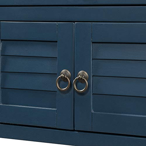 Harper & Bright Designs Console Table Sofa Table, Solid Wood Modern Entryway Table for Living Room with 7 Drawers, 1 Cabinet and 1 Shelf, Easy Assemble Sideboard Table for Hallway (Blue)