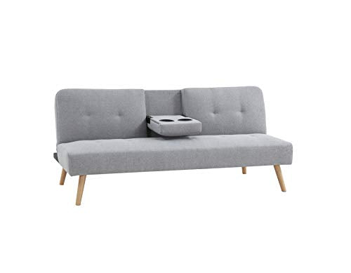 PROHIKER Futon Sofa Bed with Cup Holder, 3 Angle Adjustment Modes，Convertible Sectional Sofa ，Modern Polyester Fiber Fabric Combined Sofa，Comes with, Cup Holders, Cushions，Foldable Modular Sofa