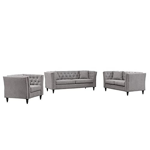 Home Square 2 Piece Microfiber Living Room Loveseat Set in Gray