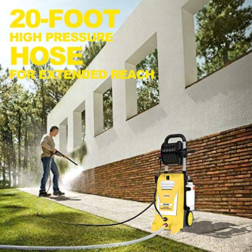 mrliance 3800PSI Electric Pressure Washer 2000W 3GPM High Pressure Power Washer Car Washer with Hose Reel, 5 Adjustable Nozzles, Soap Bottle