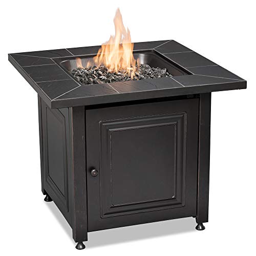 Endless Summer GAD15255SP 30-in Square Gas Pit with Ceramic Tile Mantel Fire Table, Black