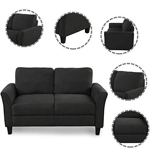 Harper & Bright Designs Sofa Couch Living Room Furniture Sofa Sets (1-seat+loveseat+3-seat, Light Black)