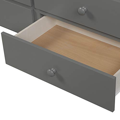 Twin Over Twin Bunk Bed with Ladder and Storage Drawers, Wood Bunk Bed with Safety Rail and Trundle for Kids Teens Adults, No Box Spring Required (Gray)