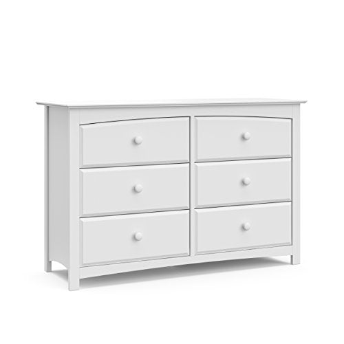 Storkcraft Kenton 6 Drawer Universal Dresser | Wood and Composite Construction, Ideal for Nursery, Toddlers or Kids Room | White