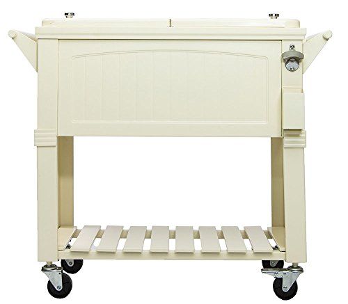 Permasteel PS-203F1-CREAM 80 Quart Patio Cooler with Insulated Basin, Stainless Steel