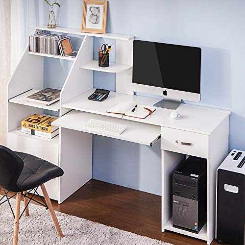 PovKeever Harper&Bright Designs WF186907 Multi-Functions Computer Desk with Cabinet (White
