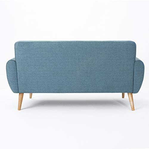 Christopher Knight Home Josephine Mid-Century Modern Petite Fabric Sofa, Blue / Natural