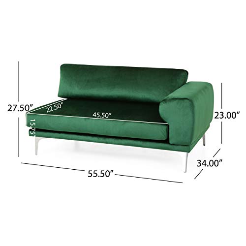 Christopher Knight Home Wendy Modern Glam 4 Seater Velvet Sofa, Emerald, Silver