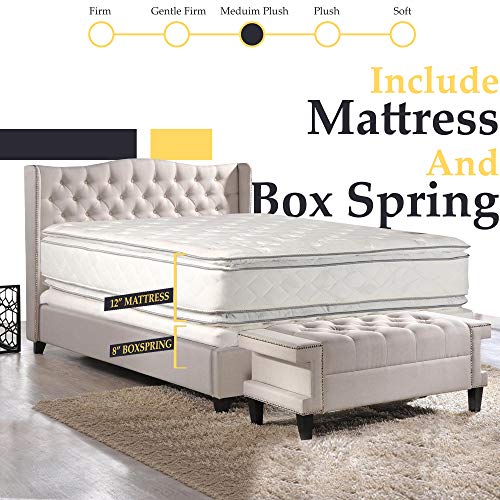 Nutan 12-Inch Medium Plush Double sided Pillowtop Innerspring Fully Assembled Mattress And 8