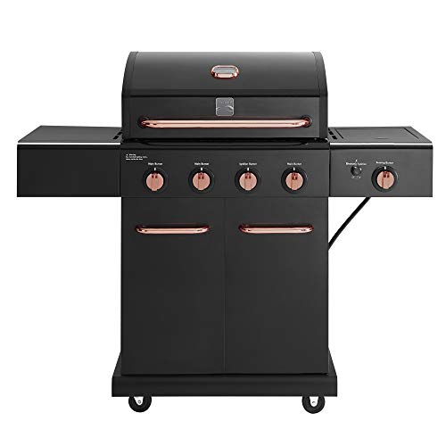 Kenmore PG-40409S0LB-2-AM 4 Burner Outdoor Patio Gas BBQ Grill, Black and Gold