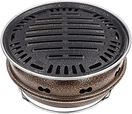 WDSZXH Portable Barbecues Household Grill Charcoal Stove Tabletop BBQ Grill Portable Round Barbecue Stove Food Charcoal Stove Cast Iron Grill (Color : Black, Size : 29.5x12.5cm)