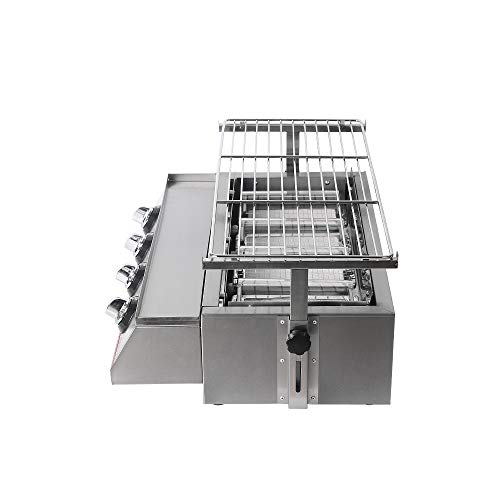ITOPKITCHEN 4 Burners Gas BBQ Grill LPG Infrared Barbecue Stove Smokeless Adjustable Height Easy Cleaned Stainless Steel (Steel, Grey)