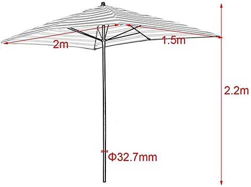 Patio Umbrella Patio Canopy Parasol 2 1.5M Garden, Rectangular Beach Umbrella Courtyard Umbrella, Metal Rod + 6 Umbrella Bones GCSQF210526