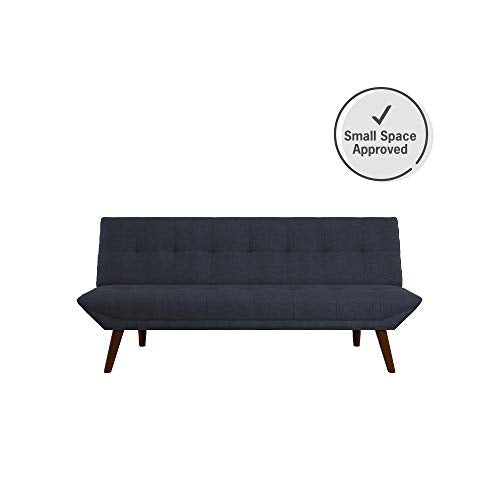 DHP Adley Small Space Modern Convertible Sofa Bed Linen Futon, Navy Blue