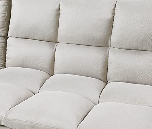 Convertible Sofa Bed Sleeper Futon - Convertible Loveseat Mid-Century Sofa Sleeper, Modern Folding Sleeper Sofa with Adjustable Backrest, Beige Armless Sofa Beige